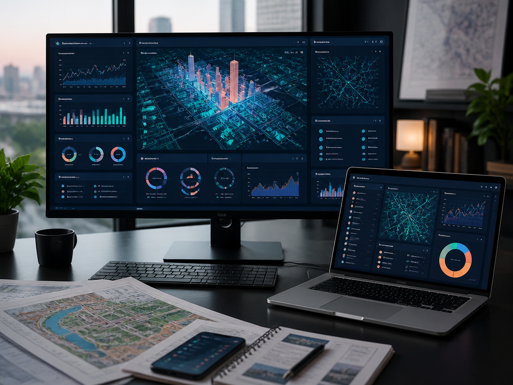 Interactive analytics dashboard displayed on a monitor